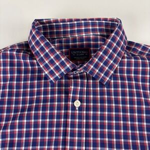 UNTUCKit Shirt XL Red Blue Plaid Long Sleeve‎ Nylon Button Down